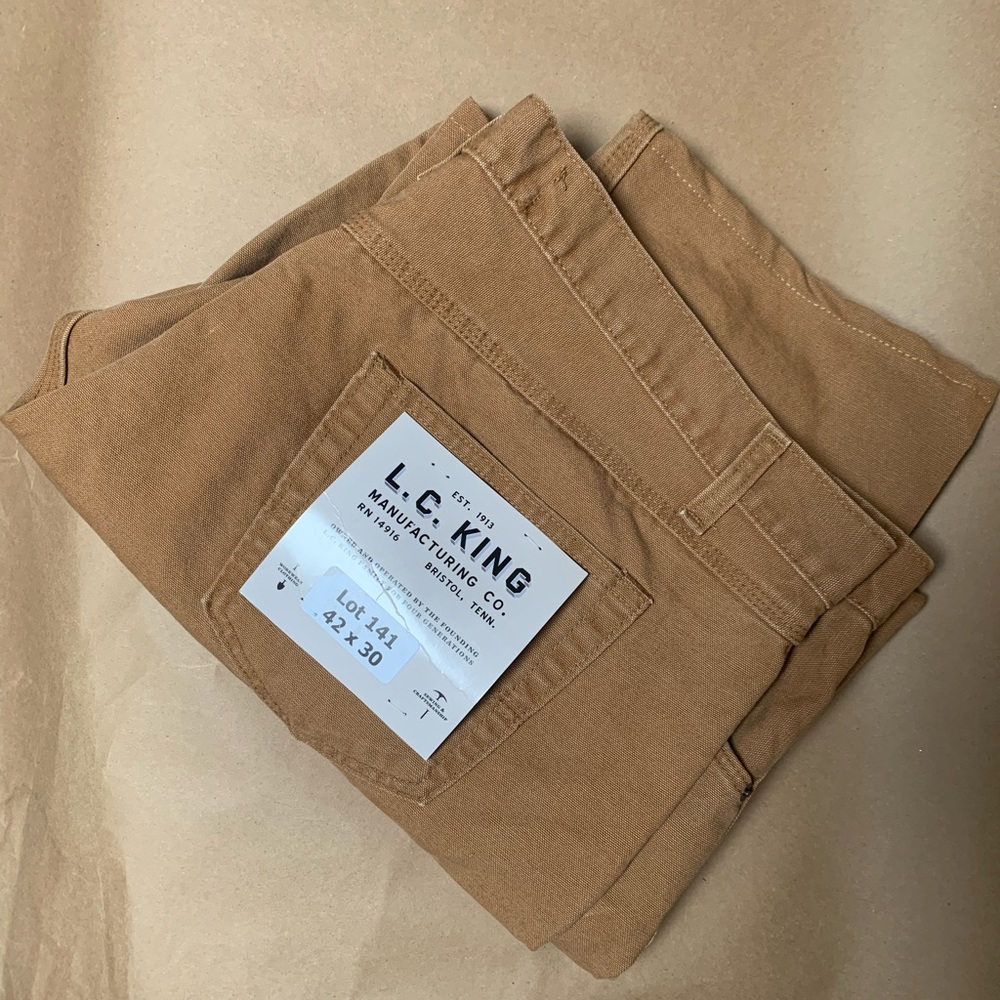 L.C. King Duck Canvas 5 Pocket Pants NWT 42x30